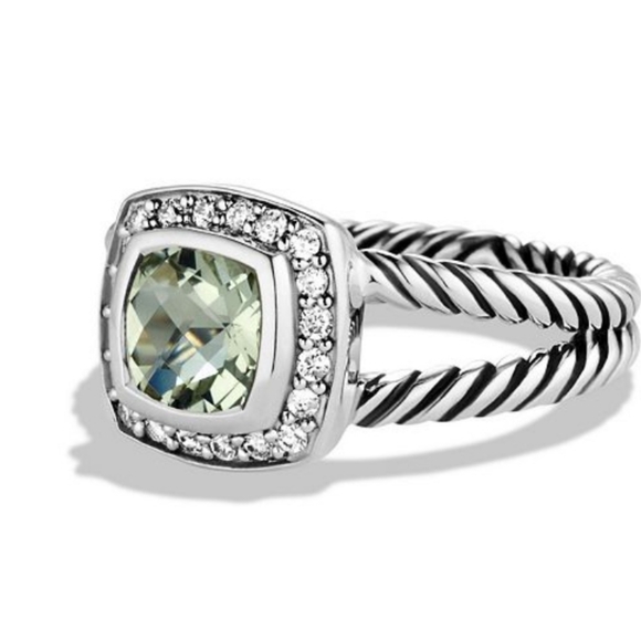 David YurmanPetite Albion Ring with Prasiolite & Diamonds size 7 - Picture 2 of 7